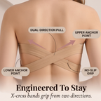 Strapless Wireless Bra with Crossover Back Band and Side Closure