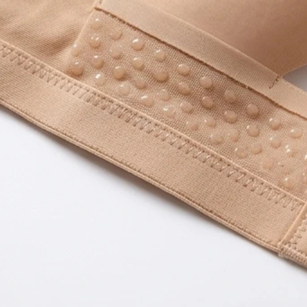 Strapless Wireless Bra with Crossover Back Band and Side Closure