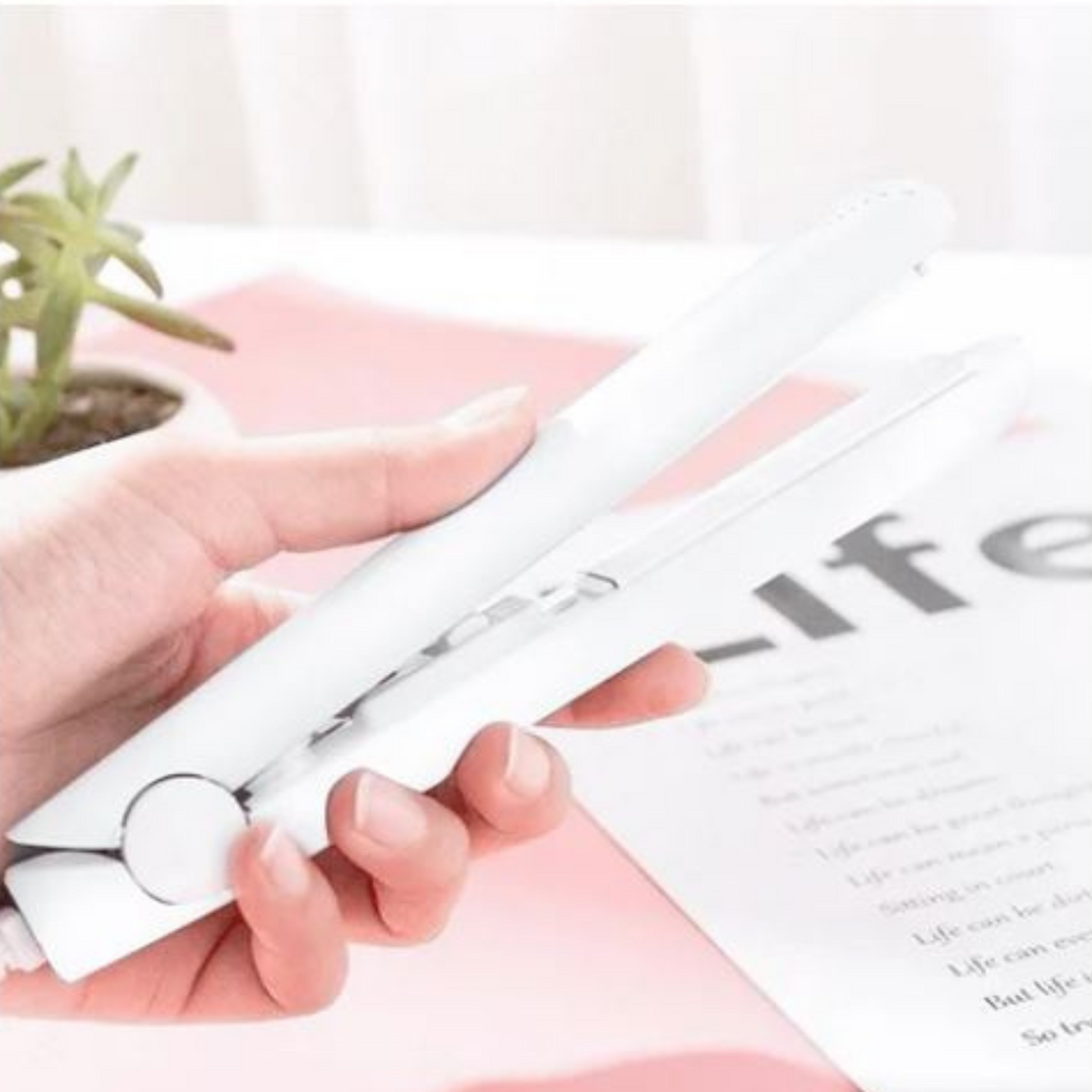 Mini Flat Iron Ceramic Hair Straightener and Curler Two in One Travel Hair Styling Iron for Short Hair and Bangs
