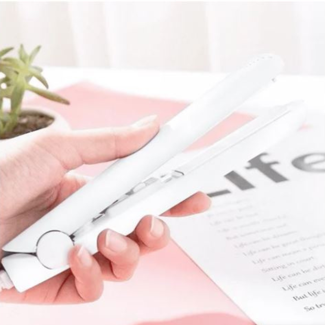 Mini Flat Iron Ceramic Hair Straightener and Curler Two in One Travel Hair Styling Iron for Short Hair and Bangs