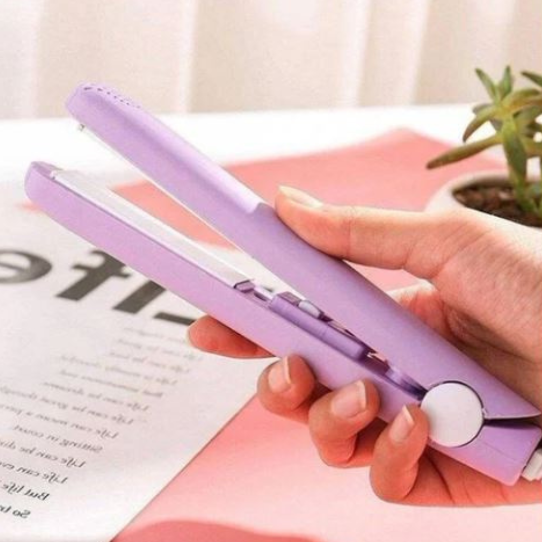 Mini Flat Iron Ceramic Hair Straightener and Curler Two in One Travel Hair Styling Iron for Short Hair and Bangs