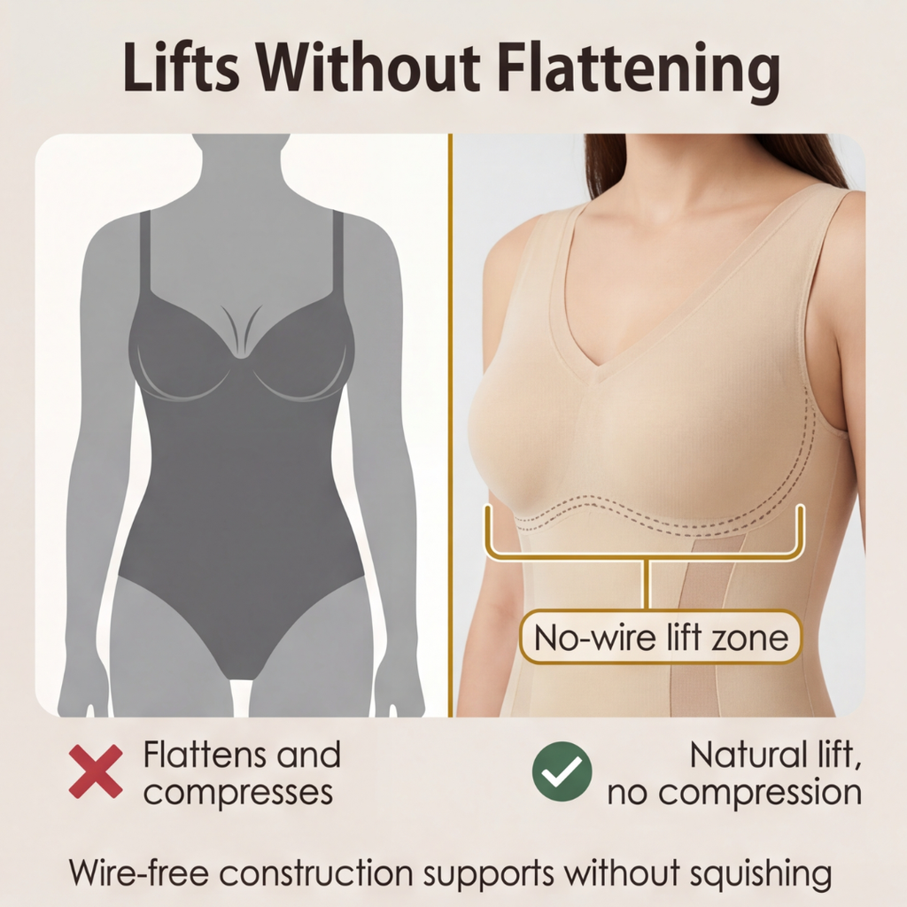 Seamless Full Body Shaping Bodysuit with Wire-Free Bust and Snap Crotch