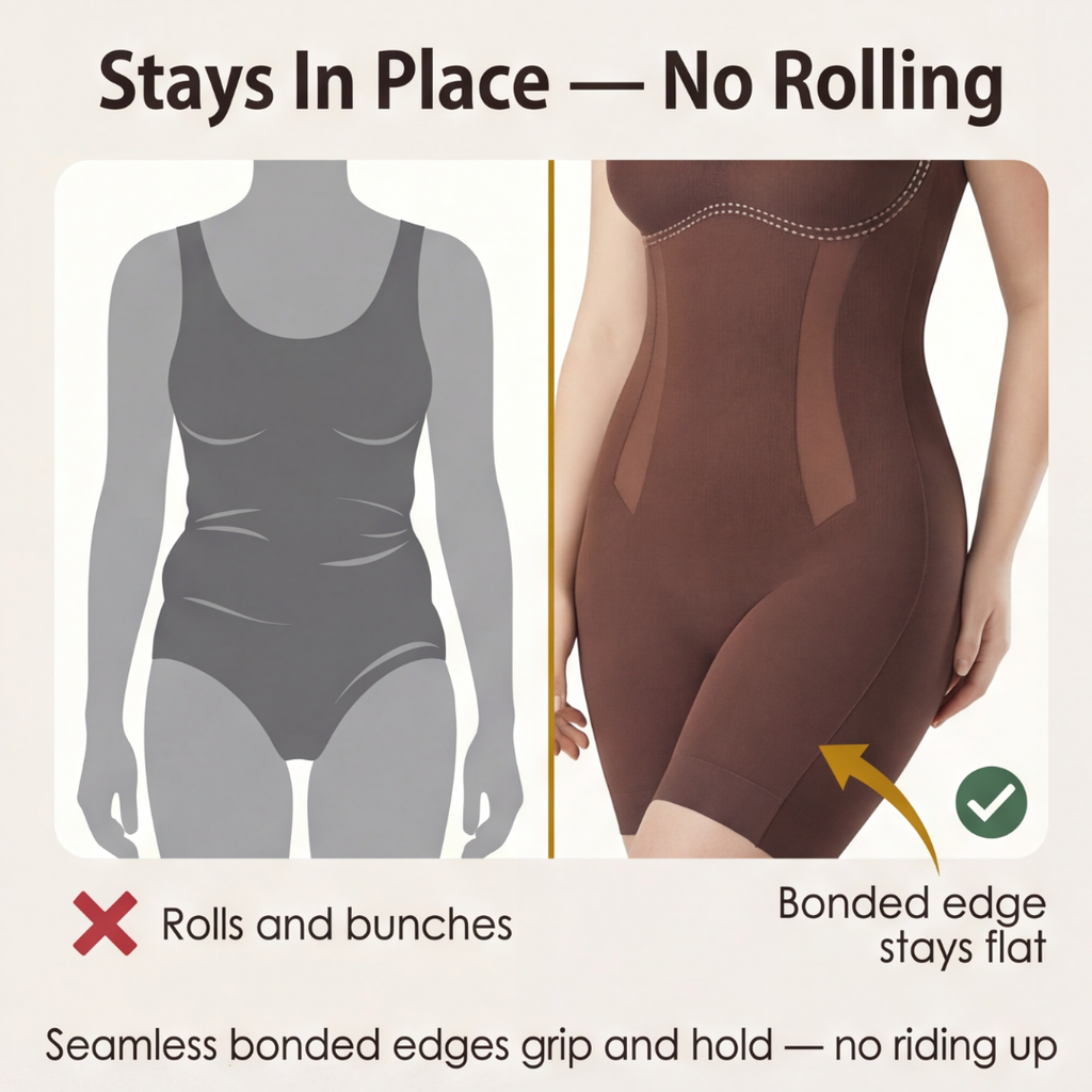 Seamless Full Body Shaping Bodysuit with Wire-Free Bust and Snap Crotch