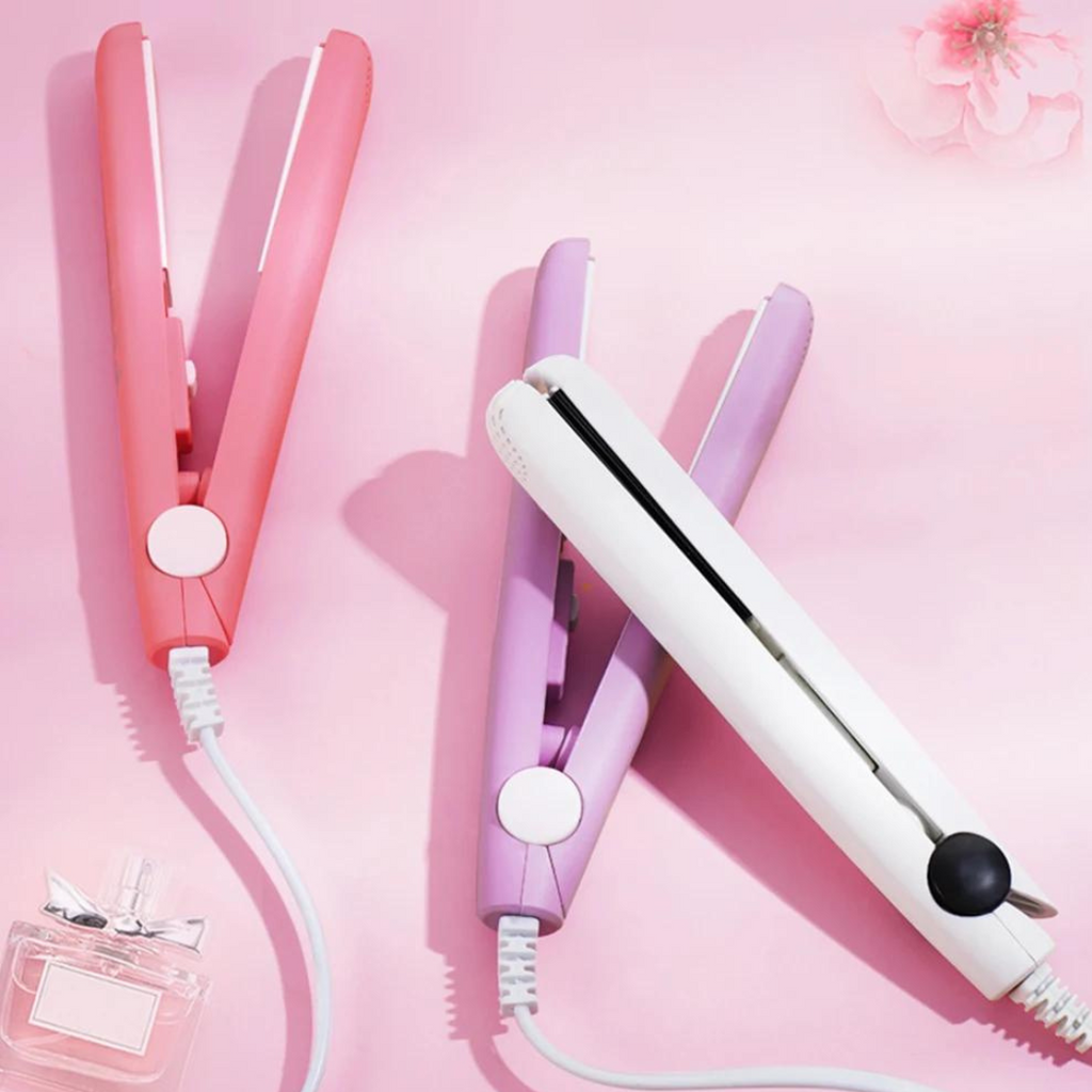Mini Flat Iron Ceramic Hair Straightener and Curler Two in One Travel Hair Styling Iron for Short Hair and Bangs