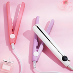 Mini Flat Iron Ceramic Hair Straightener and Curler Two in One Travel Hair Styling Iron for Short Hair and Bangs