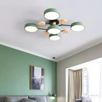 Modern  Ceiling Light with Metal Frame and Wood Accents