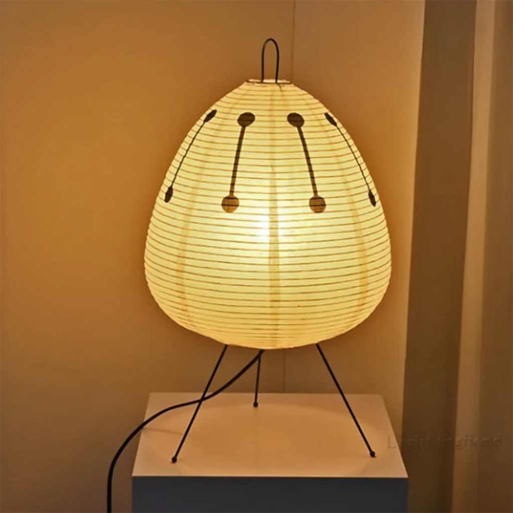 Japanese Rice Paper Lantern Floor Lamp with Tripod Base