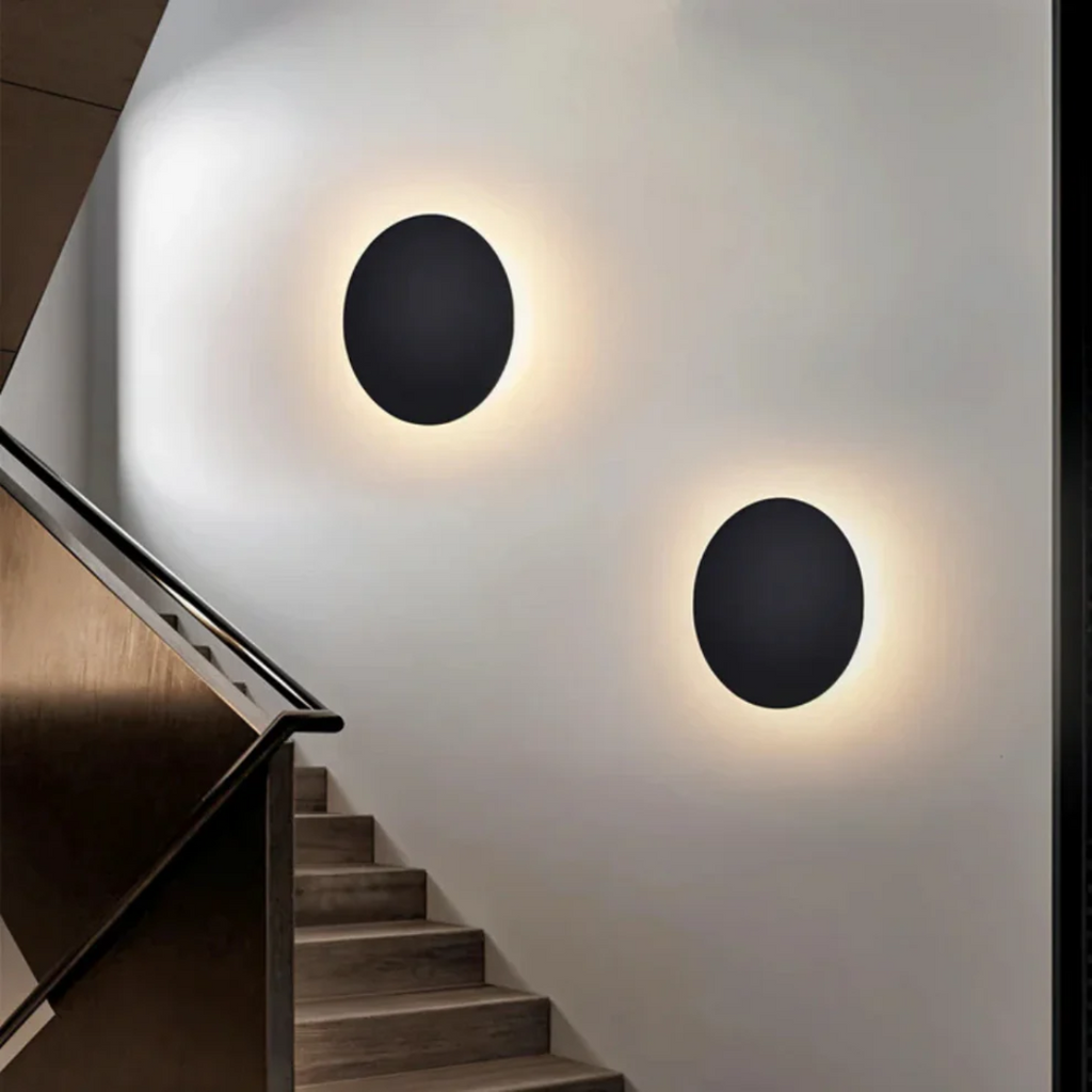 Modern Round LED Light Wall Sconce with Halo Backlight