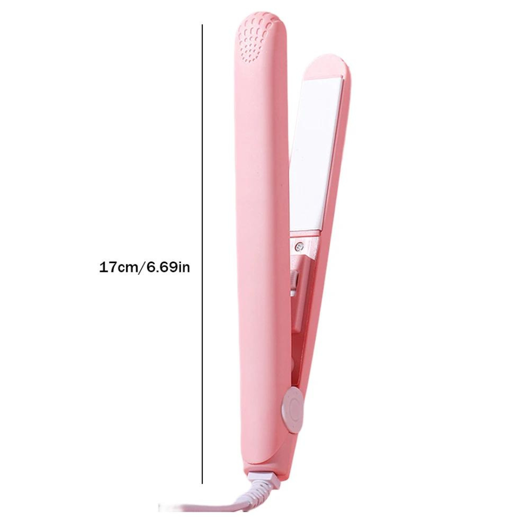 Mini Flat Iron Ceramic Hair Straightener and Curler Two in One Travel Hair Styling Iron for Short Hair and Bangs