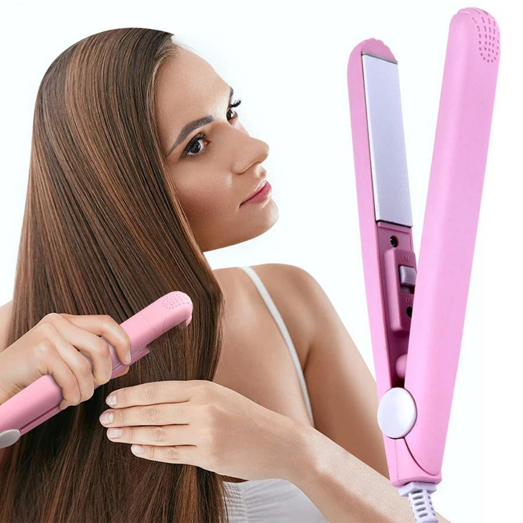 Mini Flat Iron Ceramic Hair Straightener and Curler Two in One Travel Hair Styling Iron for Short Hair and Bangs