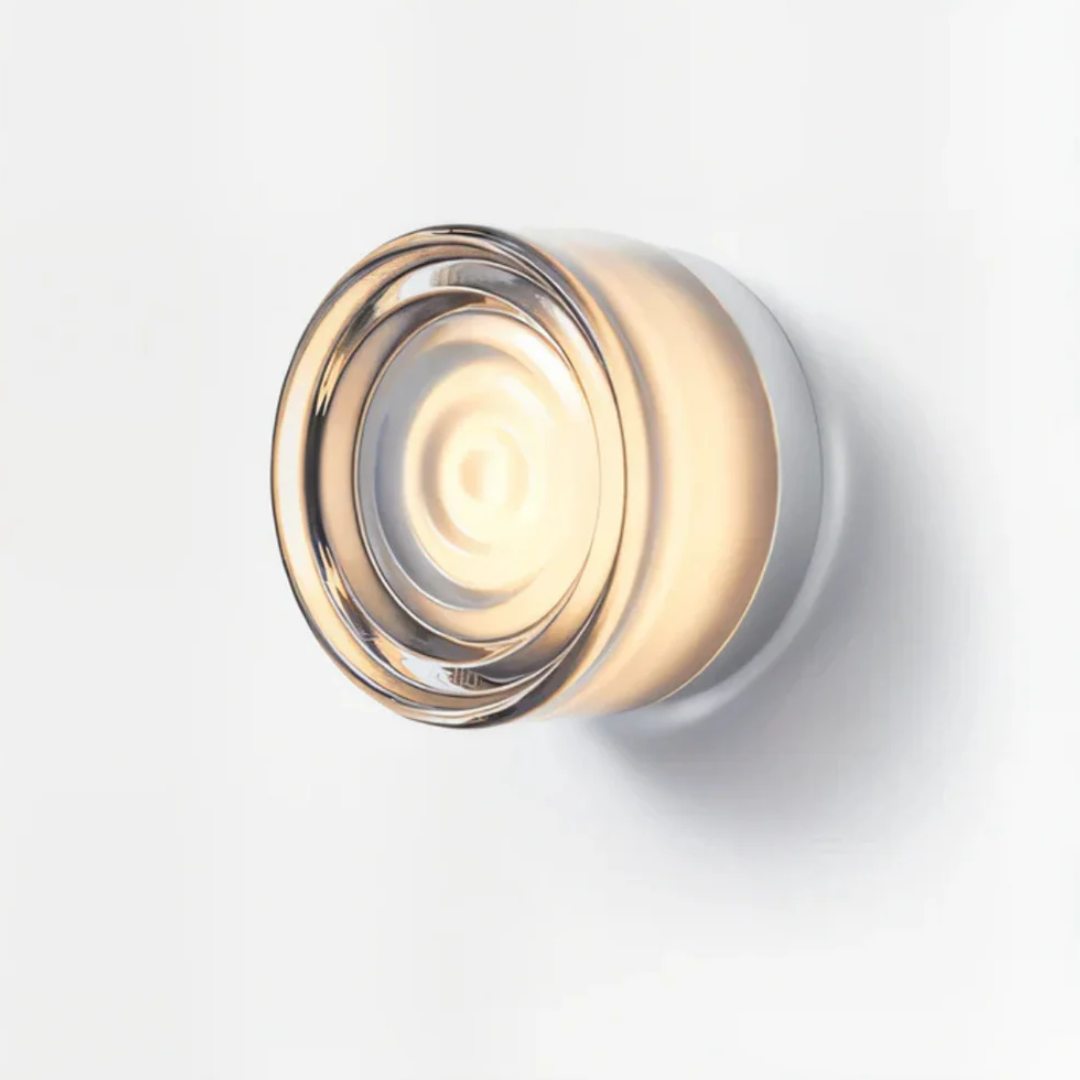 Modern Glass LED Light Wall Sconce with Concentric Ring Design