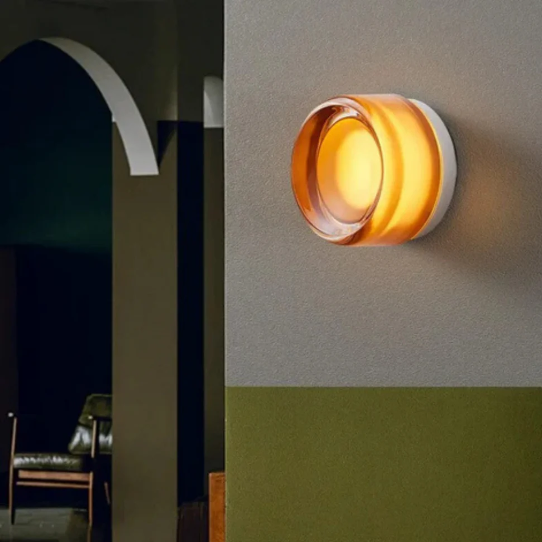 Modern Glass LED Light Wall Sconce with Concentric Ring Design