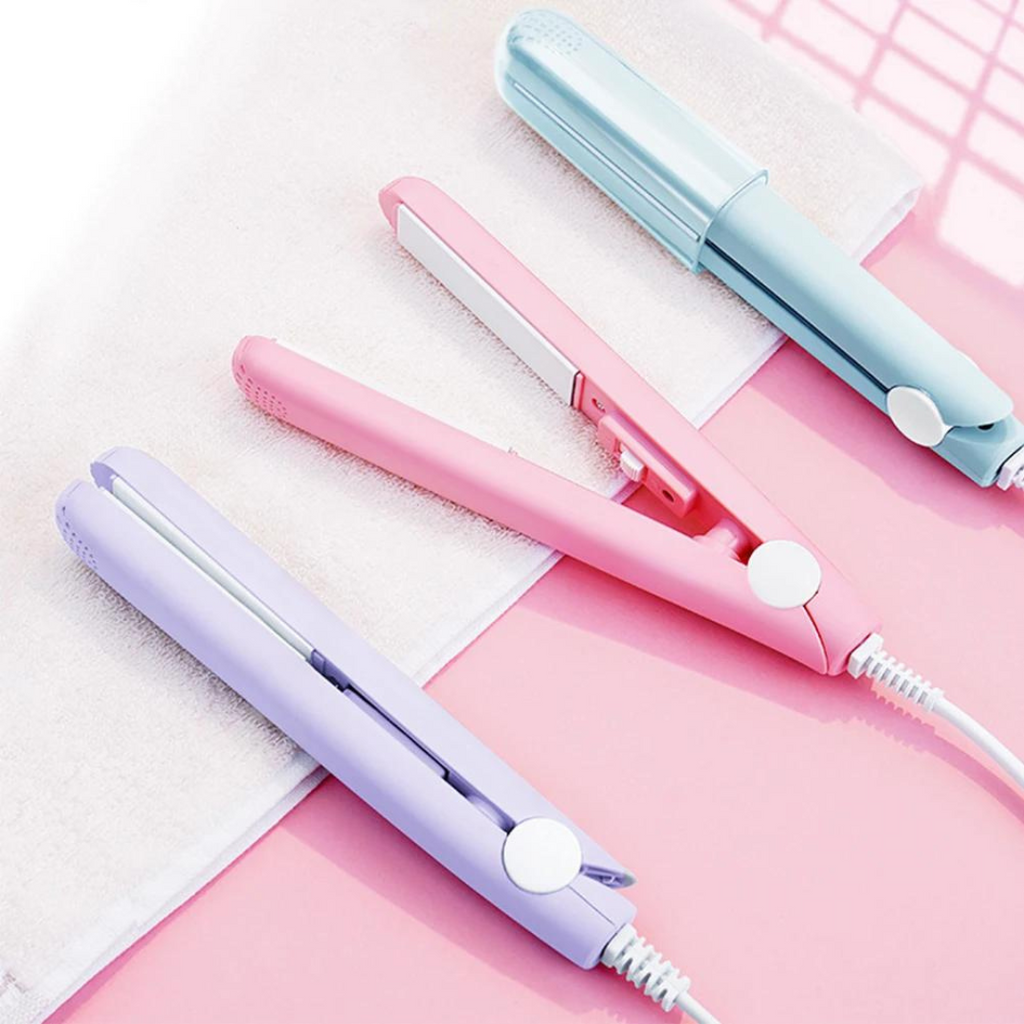Mini Flat Iron Ceramic Hair Straightener and Curler Two in One Travel Hair Styling Iron for Short Hair and Bangs
