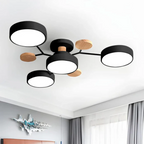 Modern  Ceiling Light with Metal Frame and Wood Accents
