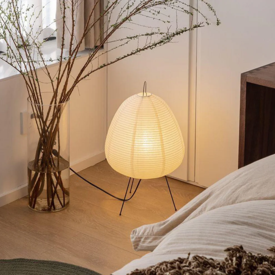 Japanese Rice Paper Lantern Floor Lamp with Tripod Base