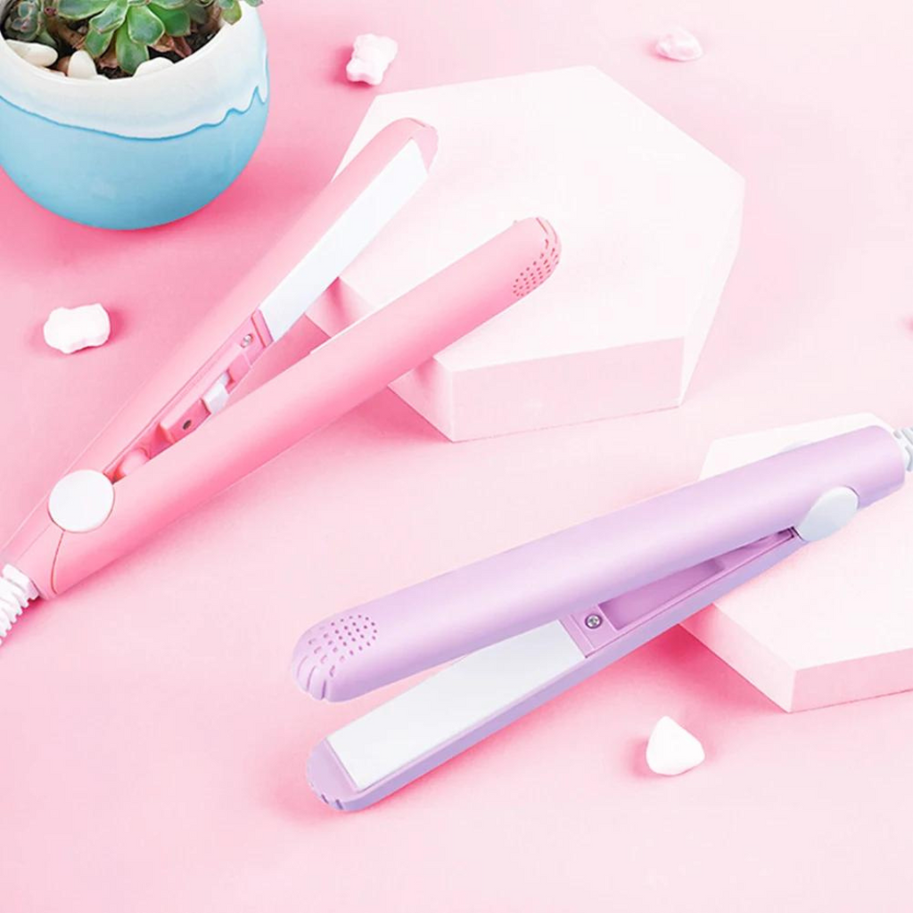 Mini Flat Iron Ceramic Hair Straightener and Curler Two in One Travel Hair Styling Iron for Short Hair and Bangs
