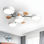 Modern  Ceiling Light with Metal Frame and Wood Accents