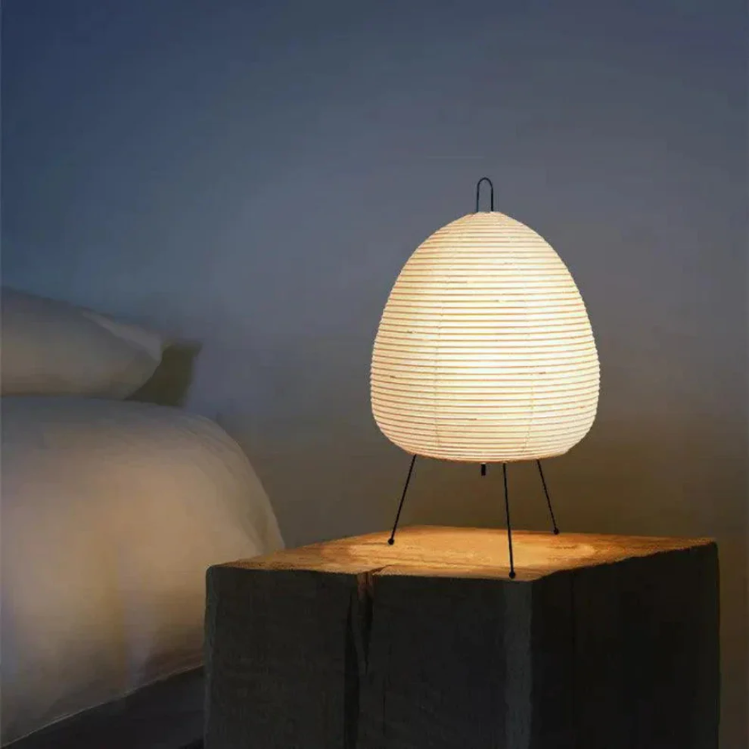 Japanese Rice Paper Lantern Floor Lamp with Tripod Base