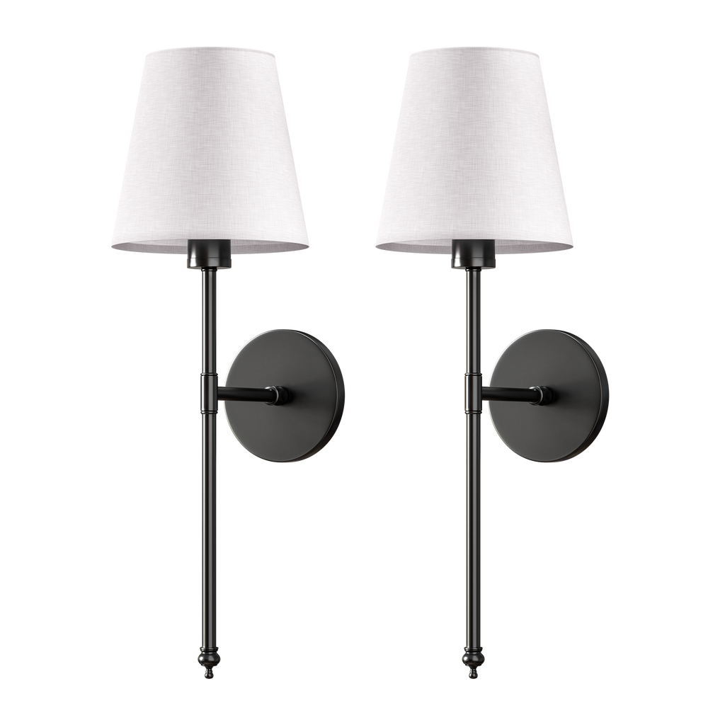 Cordless Rechargeable Wall Sconce 2 Pack LED Light with Fabric Shade