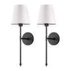 Cordless Rechargeable Wall Sconce 2 Pack LED Light with Fabric Shade