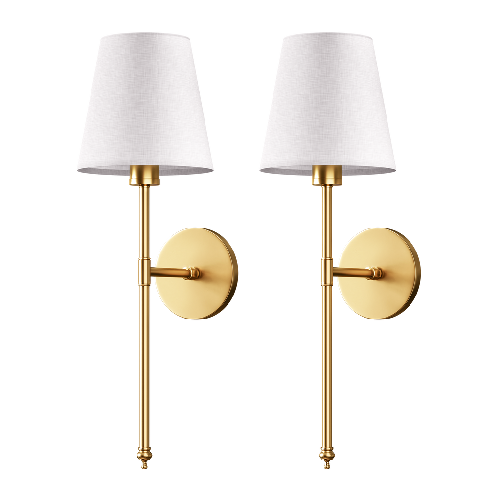 Cordless Rechargeable Wall Sconce 2 Pack LED Light with Fabric Shade