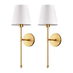 Cordless Rechargeable Wall Sconce 2 Pack LED Light with Fabric Shade