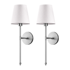 Cordless Rechargeable Wall Sconce 2 Pack LED Light with Fabric Shade