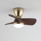 Modern 3-Blade Wooden Ceiling Fan Light with Flush Mount
