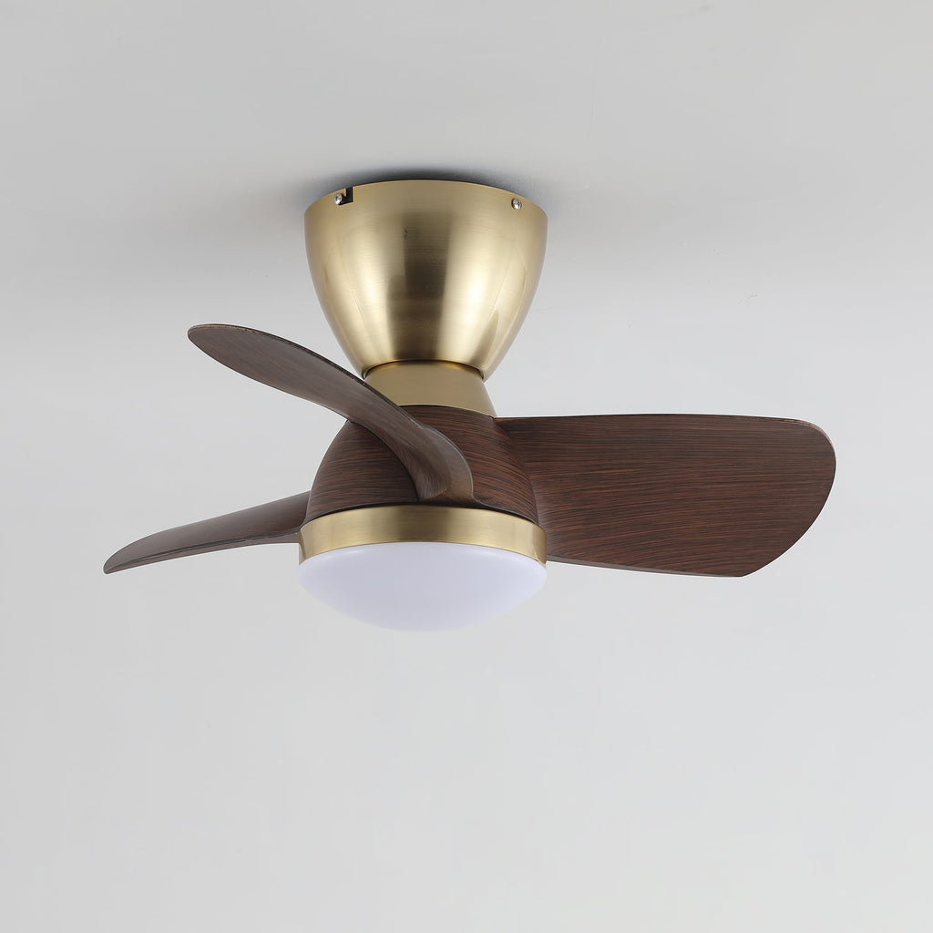 Modern 3-Blade Wooden Ceiling Fan Light with Flush Mount