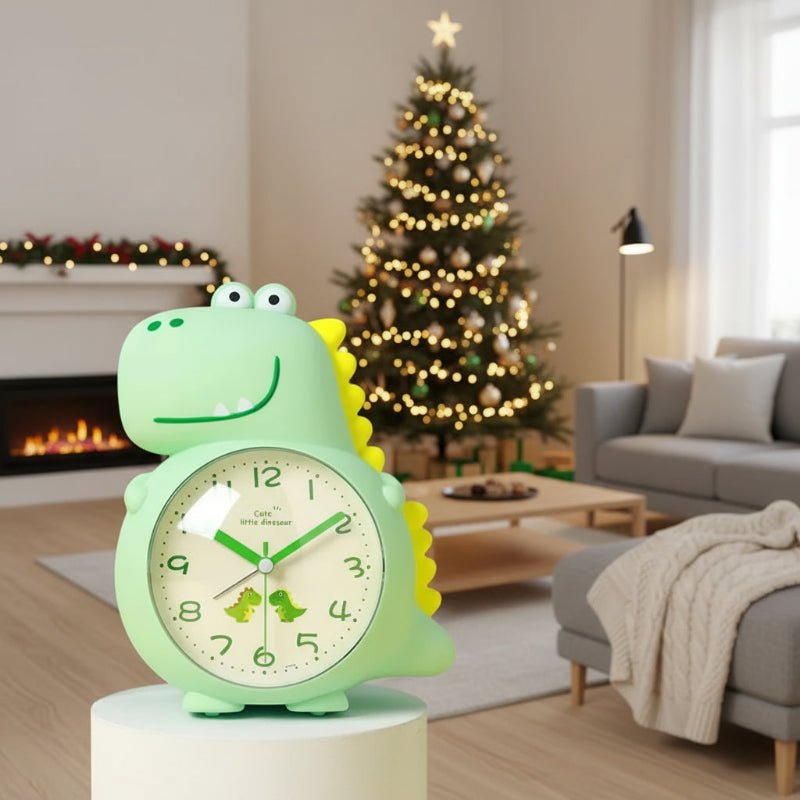 Dinosaur Alarm Clock for Kids with Wake-Up Light Silent Non-Ticking Battery Operated Bedside Clock for Children's Bedroom