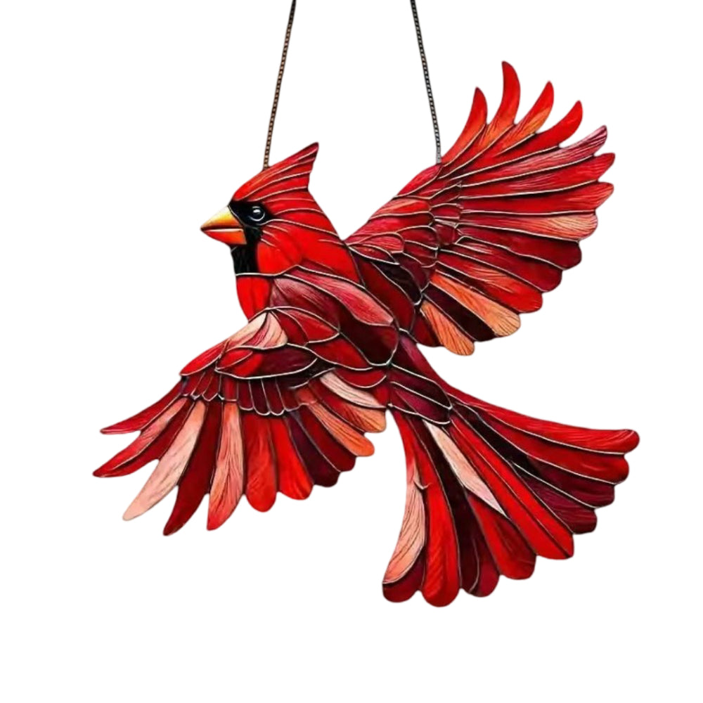 Stained Glass Style Acrylic Bird Window Suncatcher with Hanging Chain