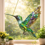 Stained Glass Style Acrylic Bird Window Suncatcher with Hanging Chain