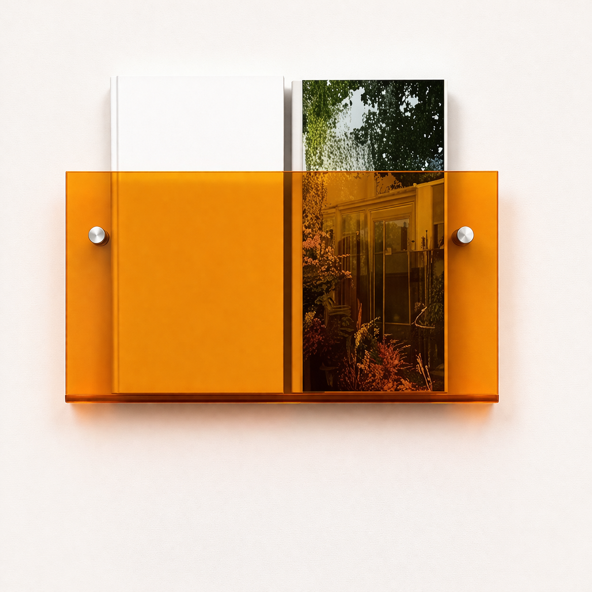 Acrylic Floating Wall Shelf Magazine Display Storage Organizer Wall Mounted Book Rack for Living Room Bedroom and Office