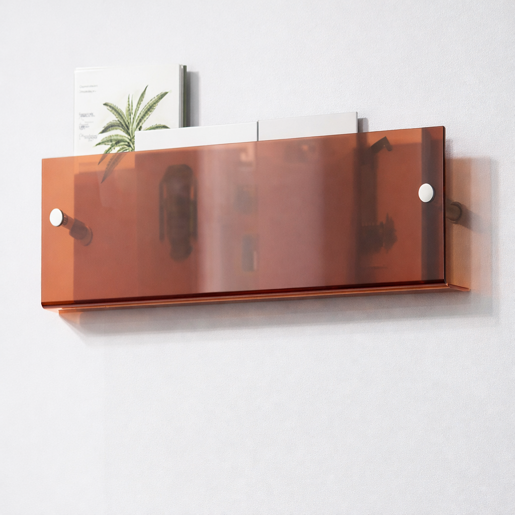 Acrylic Floating Wall Shelf Magazine Display Storage Organizer Wall Mounted Book Rack for Living Room Bedroom and Office