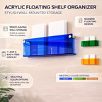 Acrylic Floating Wall Shelf Magazine Display Storage Organizer Wall Mounted Book Rack for Living Room Bedroom and Office