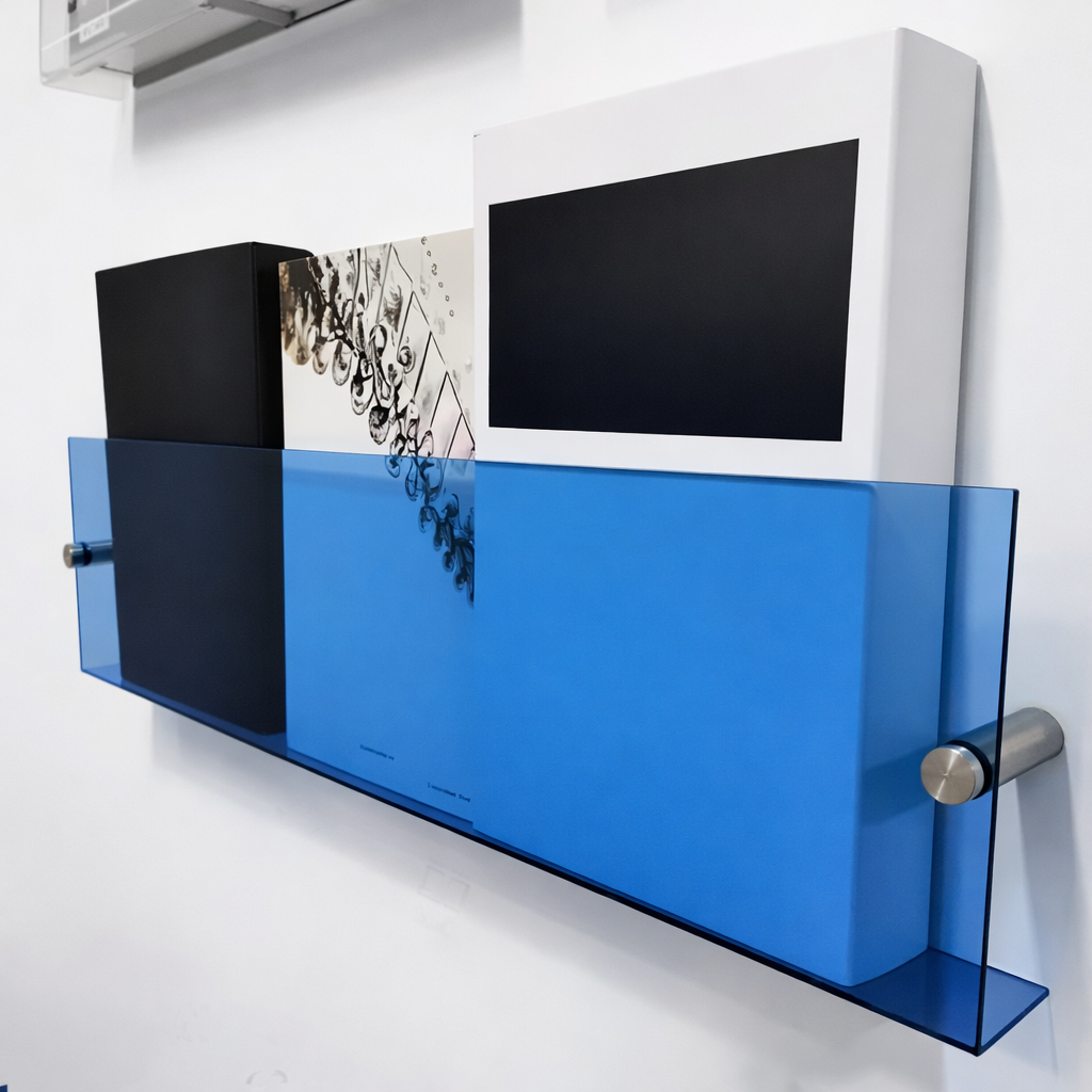 Acrylic Floating Wall Shelf Magazine Display Storage Organizer Wall Mounted Book Rack for Living Room Bedroom and Office