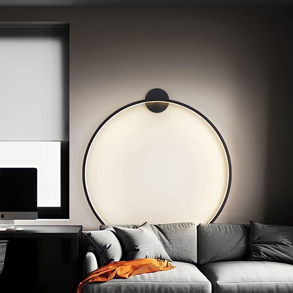 Modern Round Backlit Wall Sconce with Warm Glow