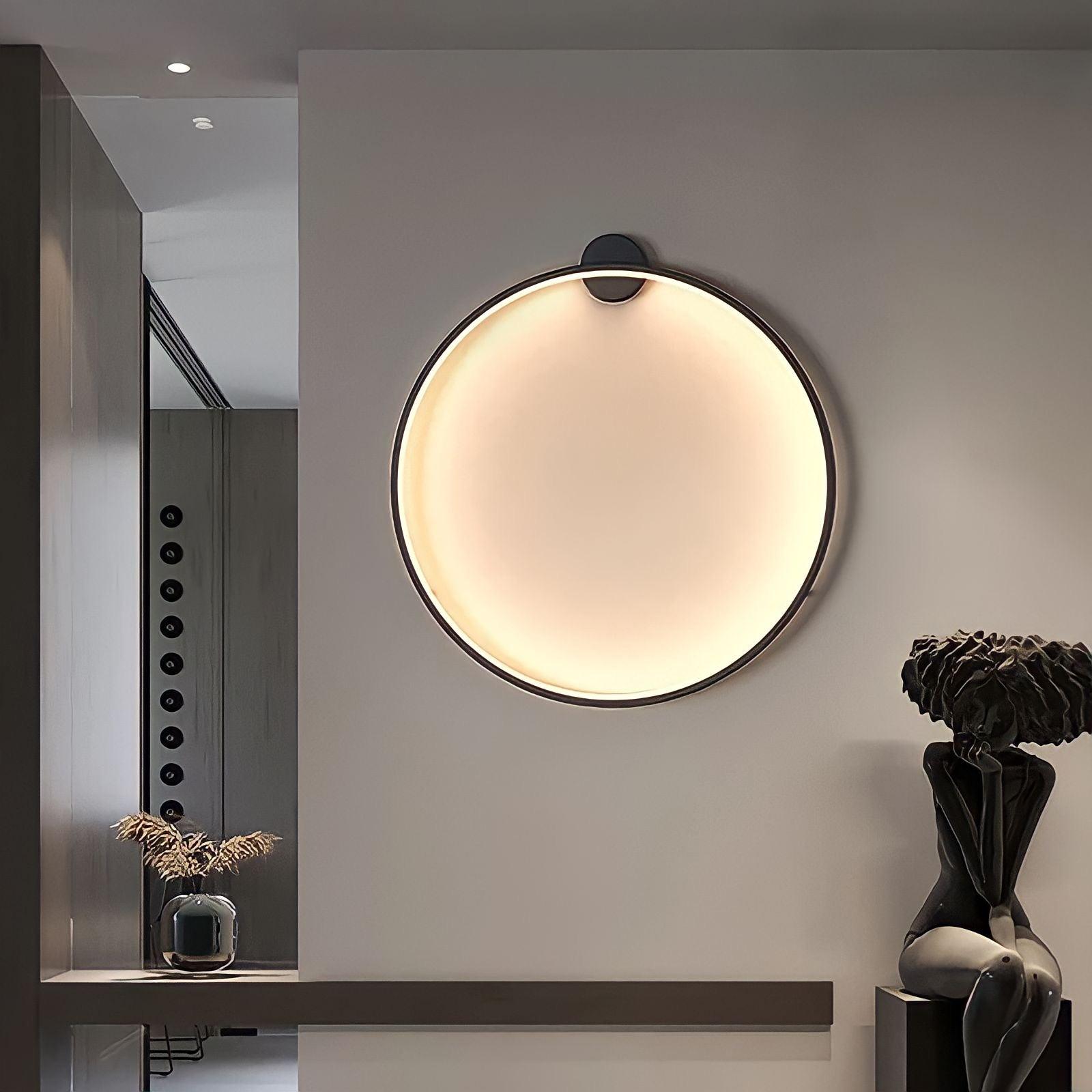 Modern Round Backlit Wall Sconce with Warm Glow