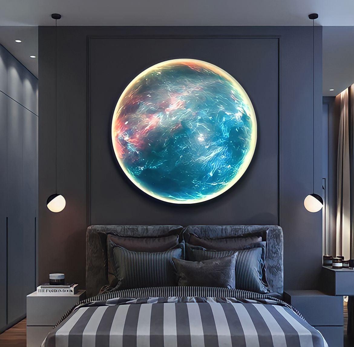 Circle Galaxy Wall Sconce Round Planet Effect Wall Light