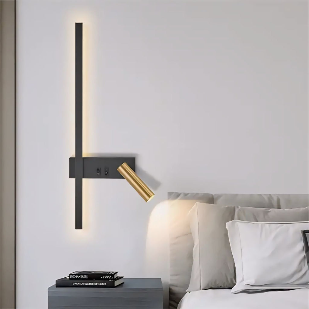 Modern Reading Wall Sconce with Backlight and Adjustable Spotlight