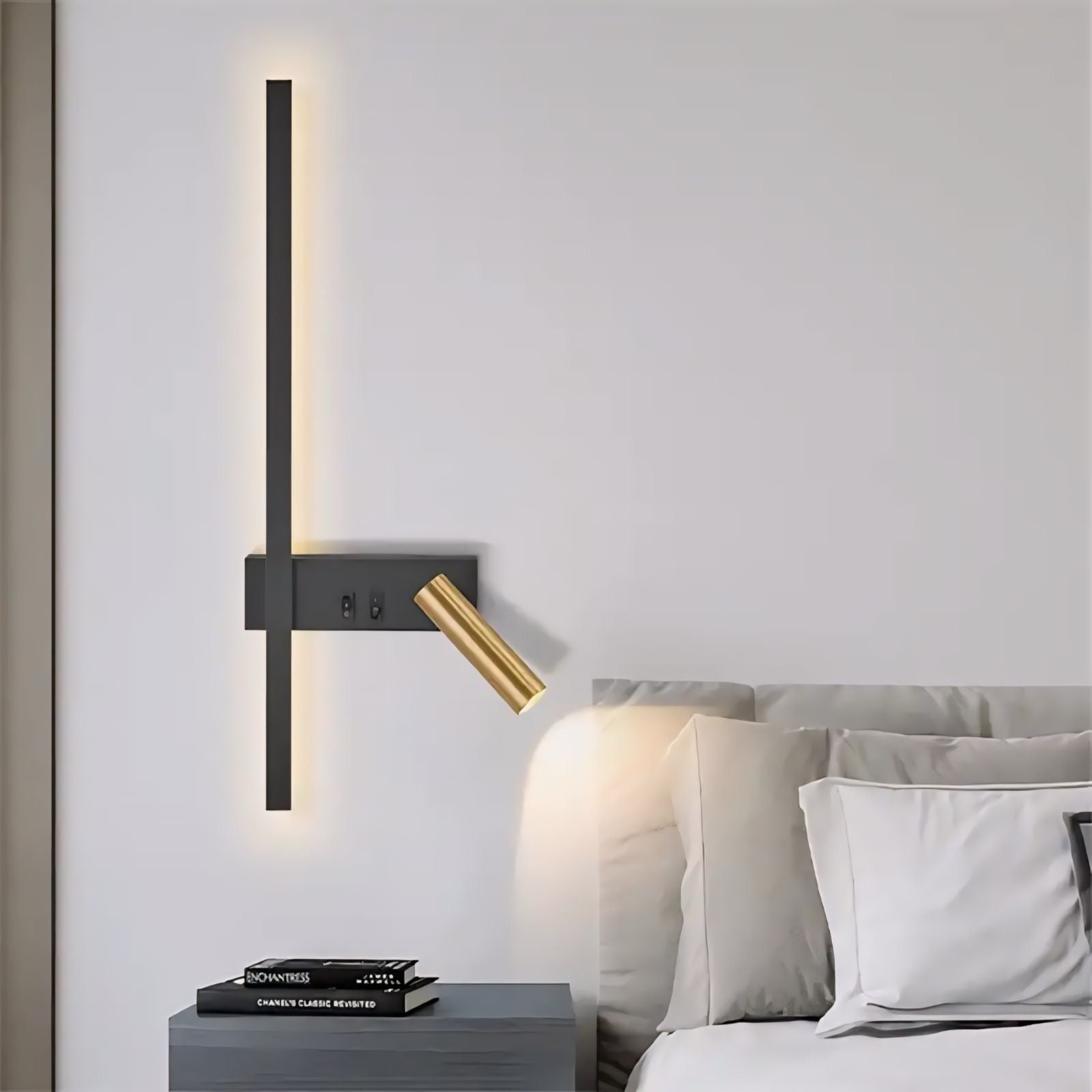 Modern Reading Wall Sconce with Backlight and Adjustable Spotlight