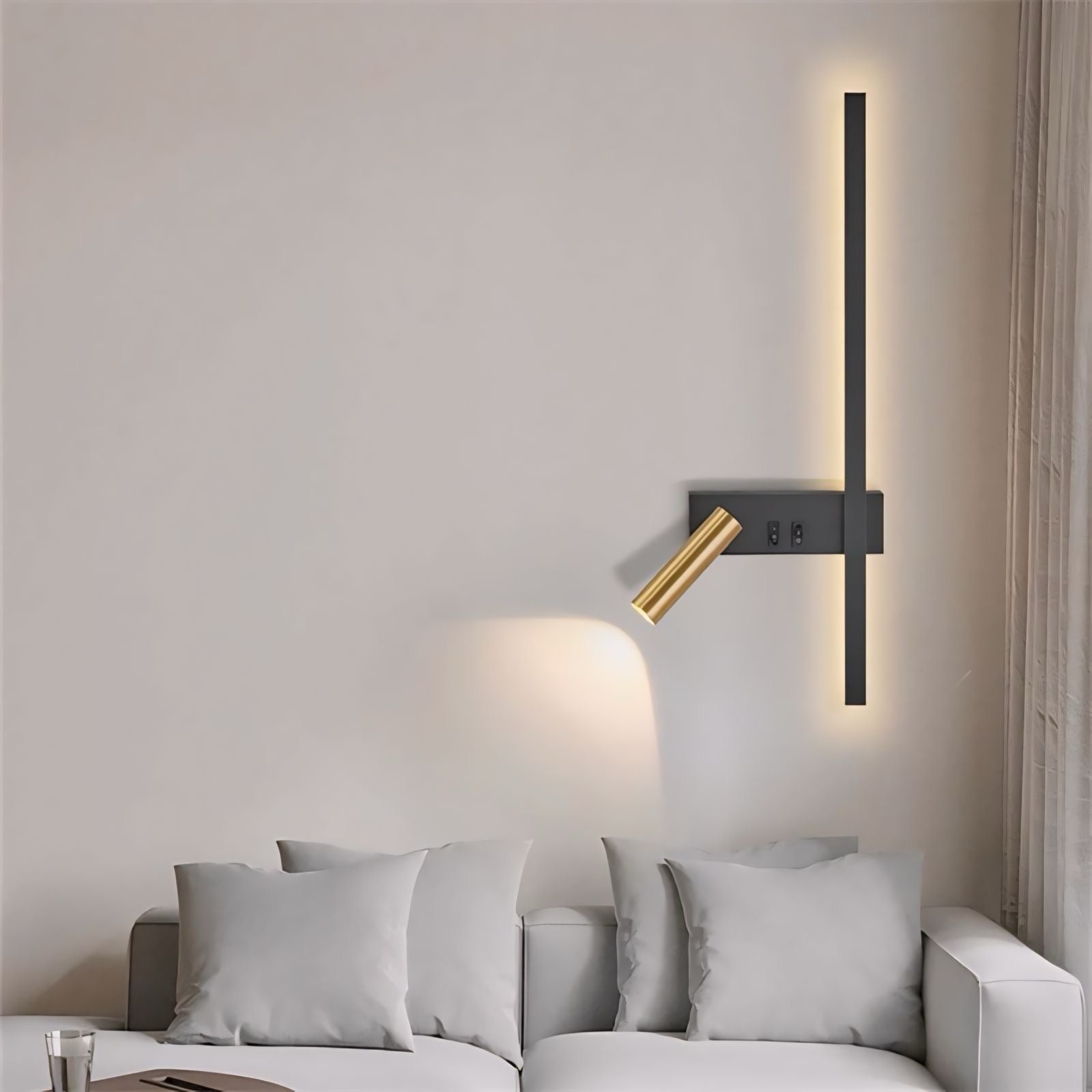 Modern Reading Wall Sconce with Backlight and Adjustable Spotlight