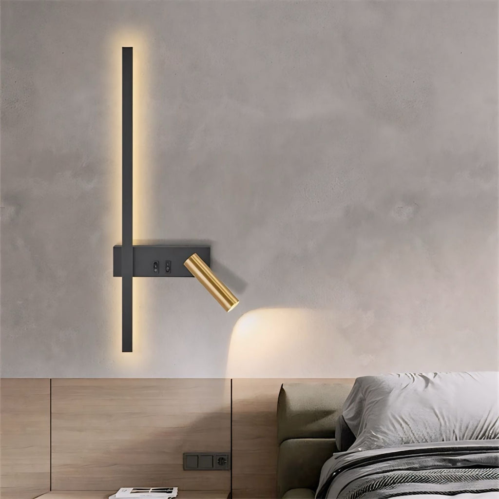 Modern Reading Wall Sconce with Backlight and Adjustable Spotlight