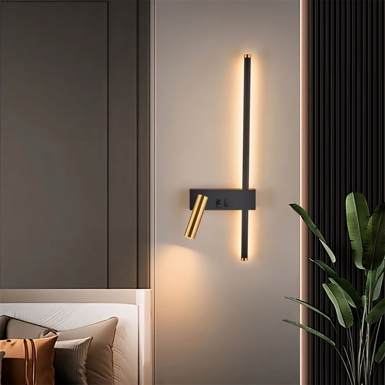 Modern Reading Wall Sconce with Backlight and Adjustable Spotlight