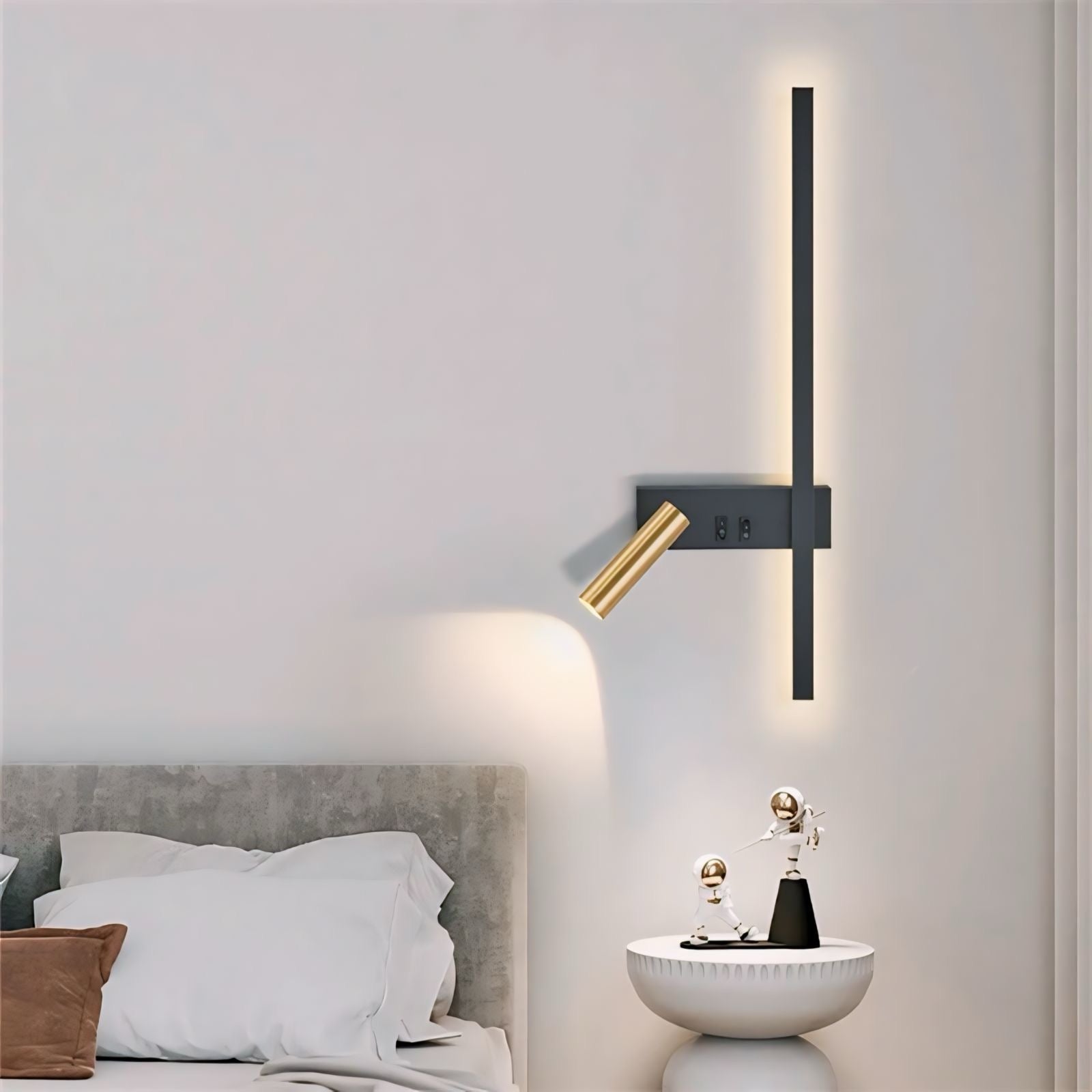 Modern Reading Wall Sconce with Backlight and Adjustable Spotlight