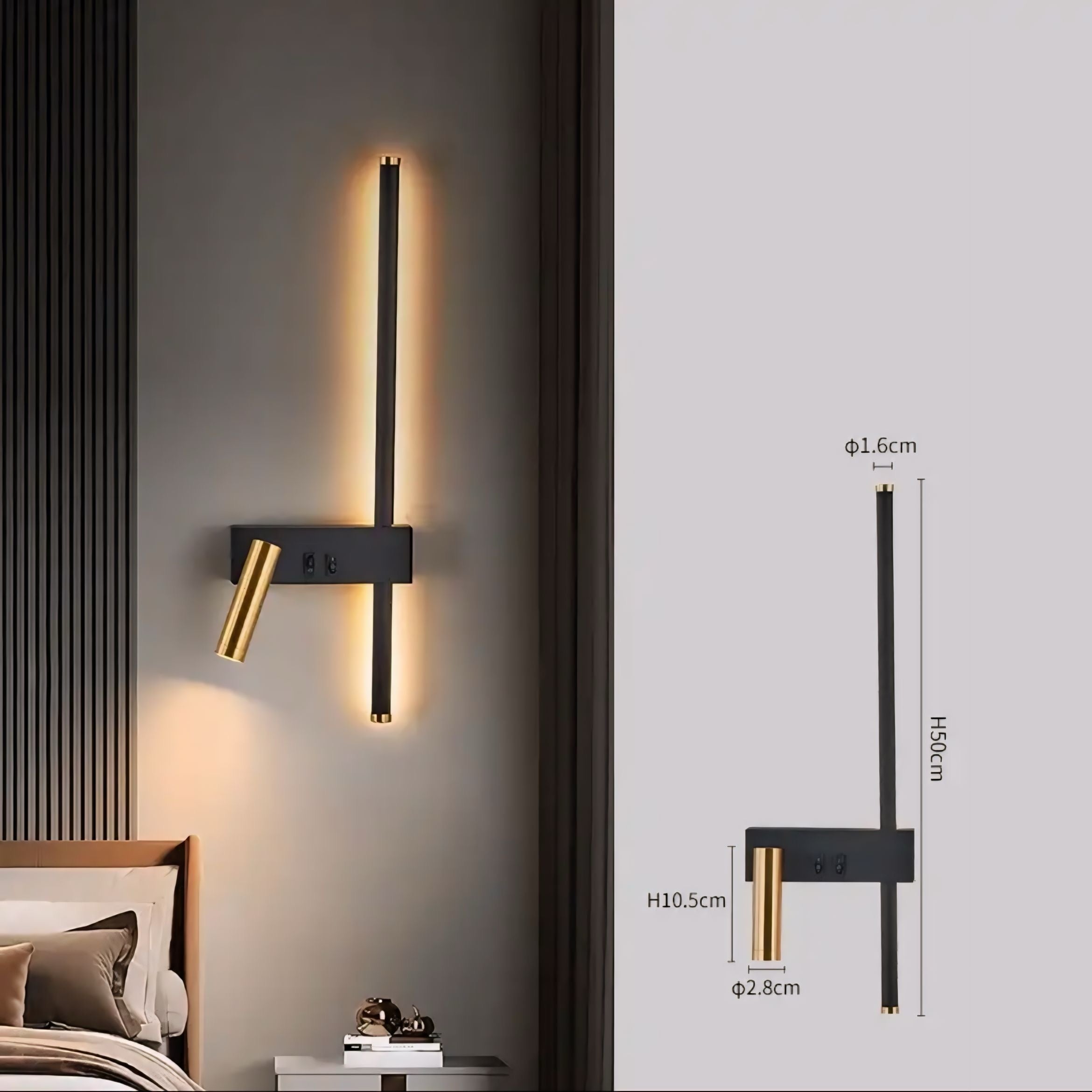 Modern Reading Wall Sconce with Backlight and Adjustable Spotlight