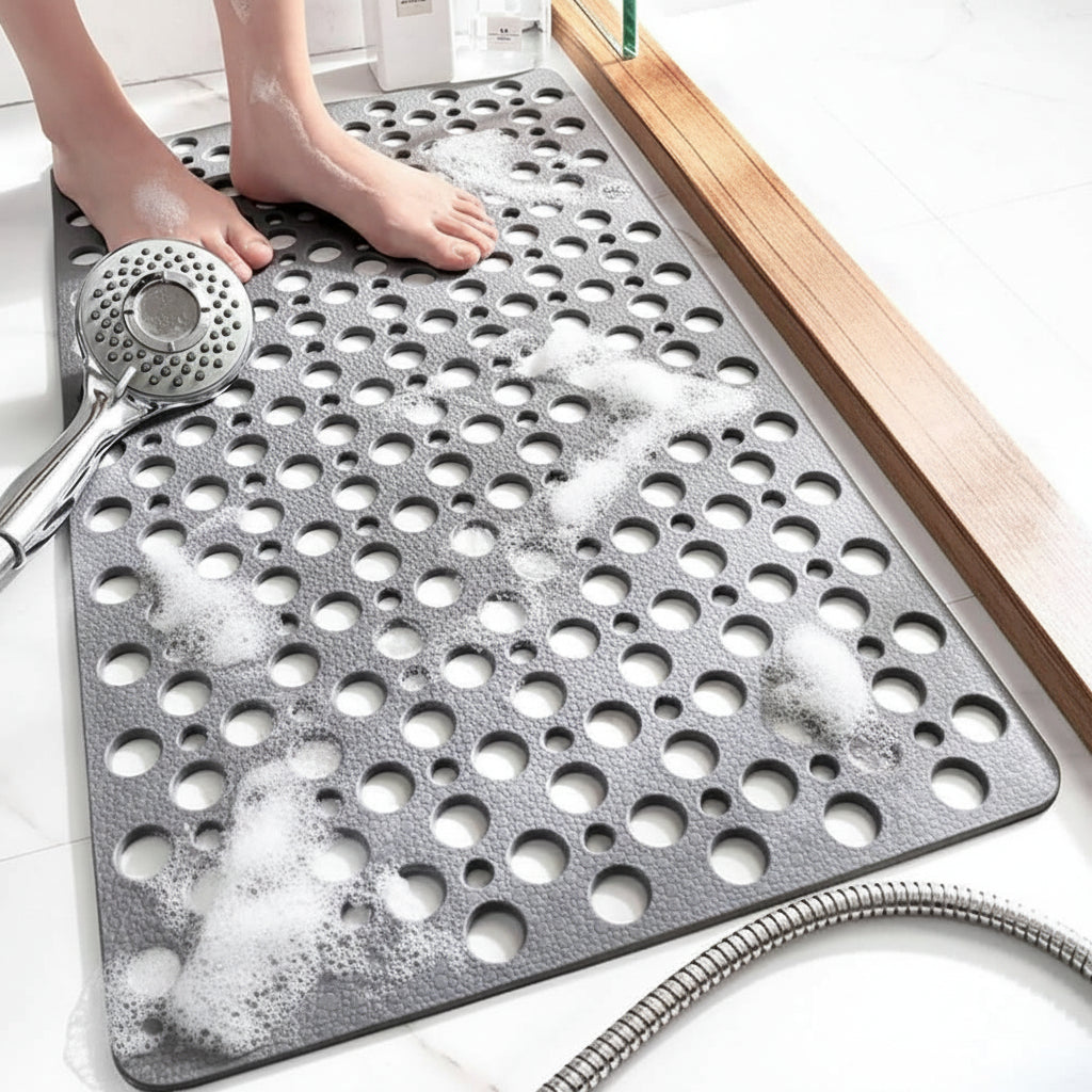 Non-Slip Shower Mat with Suction Cups and Drain Holes Anti-Slip Bathtub Mat Quick-Drying Washable PVC Bath Mat for Shower and Tub