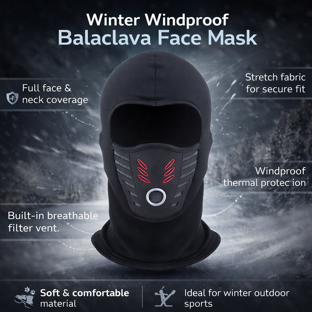 Winter Balaclava Face Mask Windproof Thermal Fleece Ski Mask Full Coverage Breathable Neck Warmer for Cycling Skiing and Outdoor