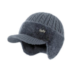 Winter Trapper Hat with Ear Flaps Knit Beanie Cap with Visor Fleece Lined Warm Cold Weather Hat for Men and Women