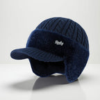 Winter Trapper Hat with Ear Flaps Knit Beanie Cap with Visor Fleece Lined Warm Cold Weather Hat for Men and Women